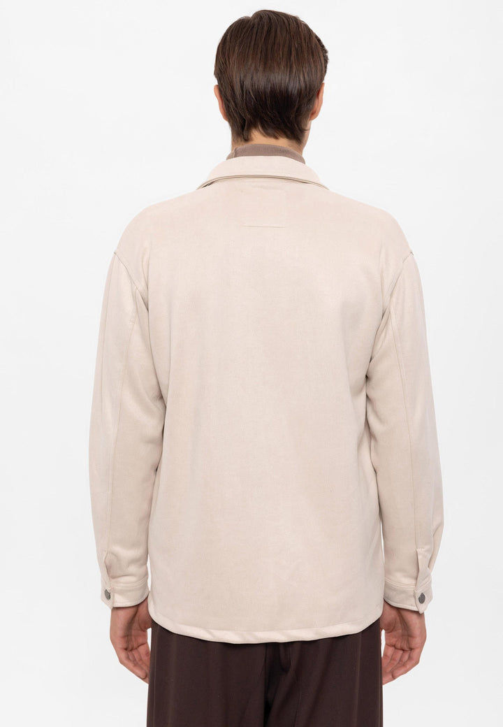 Men's Stone Suede Regular Fit  Shirt with Metal Buttons - Wessi
