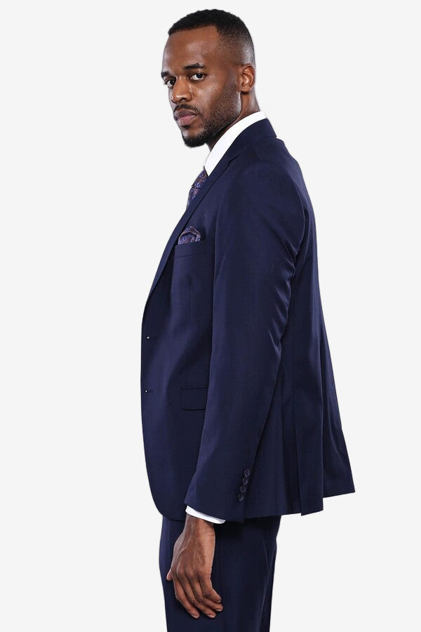 Однотонный костюм-тройка темно-синего цвета с жилетом | Весс