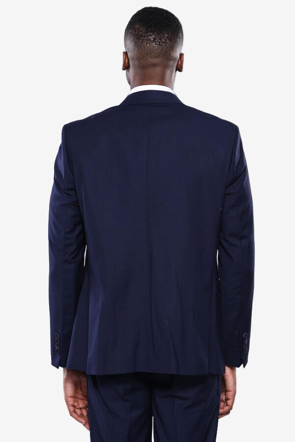 Однотонный костюм-тройка темно-синего цвета с жилетом | Весс