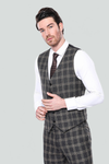 Black Plaid Men Vest - Wessi