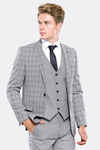 Grey Plaid Vested Men's Suit | Wessi