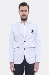 Double Button Mono Lapel Crested Cream Jacket-Wessi