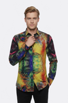 Peacock Pattern Long Sleeves Multicolor Men Shirt - Wessi