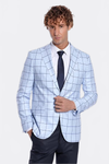 Plaid Slim Fit Light Blue Men Blazer - Wessi