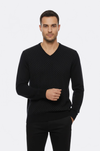 Dot Patterned V Neck Black Sweater - Wessi
