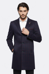 Plaid Navy Blue Men Coat - Wessi