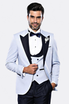 Self-Patterned Baby Blue Wedding Suit - Wessi