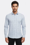 Blue Floral Patterned Slim Fit White Men Shirt - Wessi