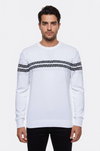 Circle Neck Knitwear Chest Patterned Over White - Wessi