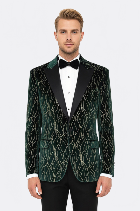 Patterned Dark Green Velvet Men Singer Tuxedo Blazer | Wessi Wessi - Discover Diversity Patterned Dark Green Velvet Men Singer Tuxedo Blazer | Wessi Wessi - Discover Diversity