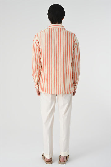 Chemise Rayée Oversize Saumon Homme - Wessi