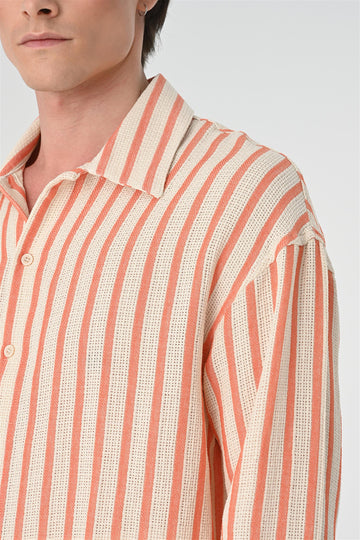 Chemise Rayée Oversize Saumon Homme - Wessi