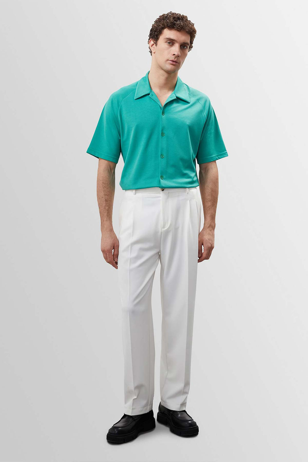 Men's Grass Green Oversize Short Sleeve  Shirt - Wessi