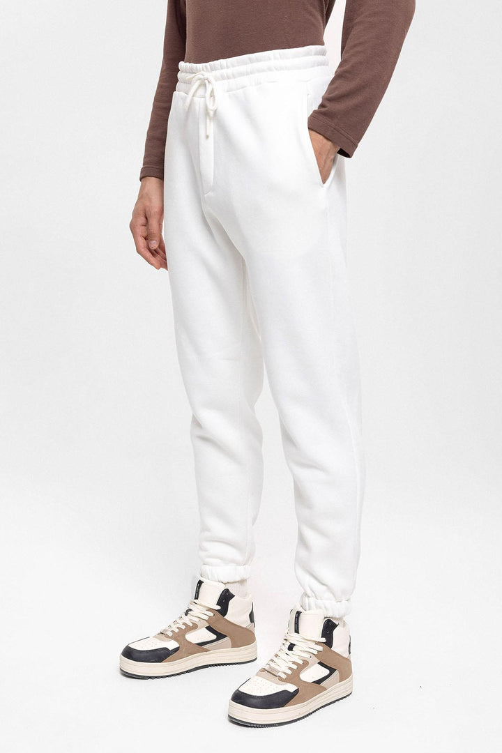 Men's Ecru Tracksuit with Elastic Legs - Wessi