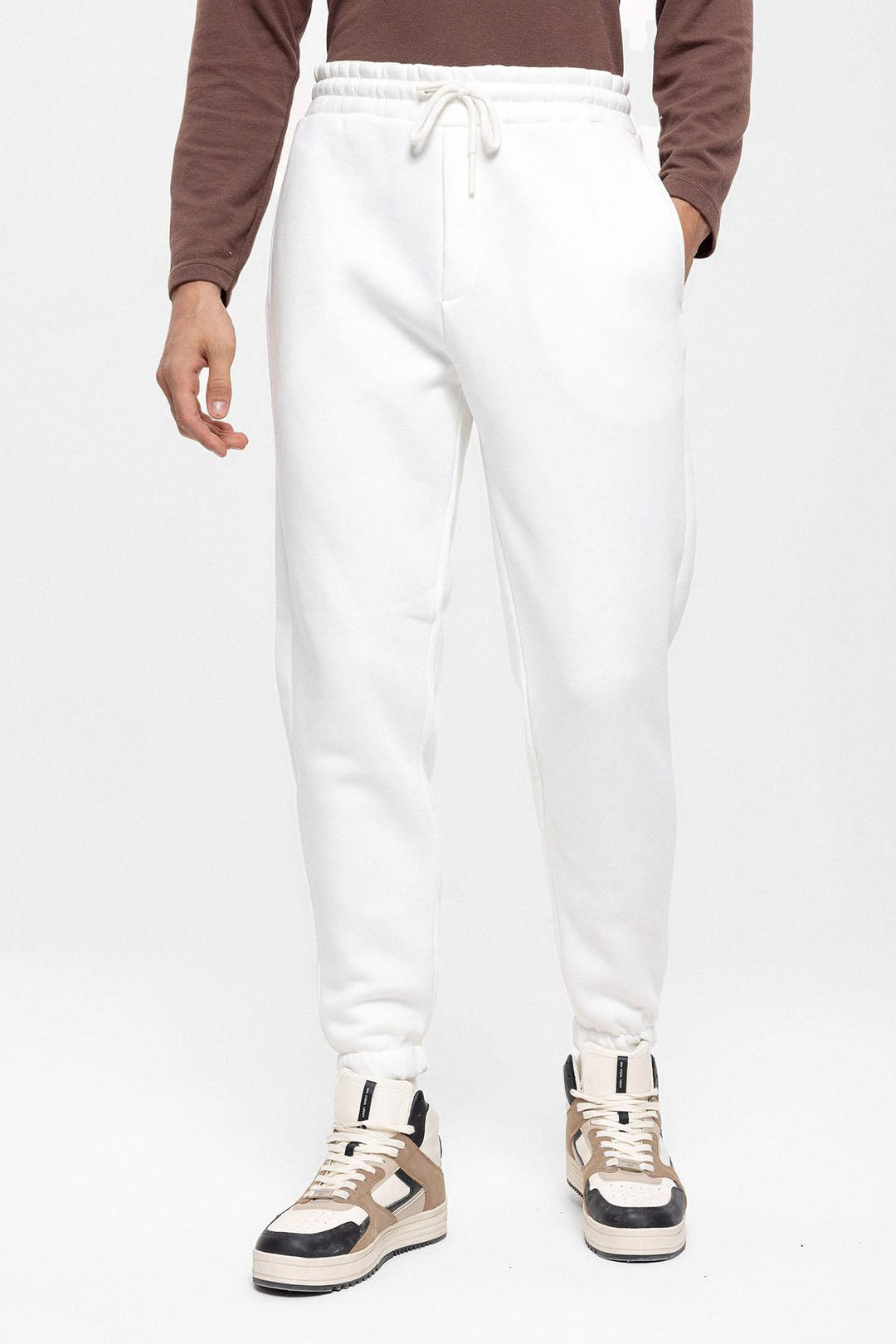 Men's Ecru Tracksuit with Elastic Legs - Wessi