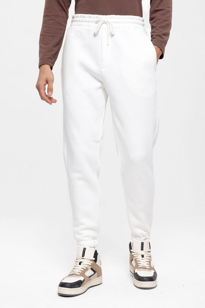 Men's Ecru Tracksuit with Elastic Legs - Wessi