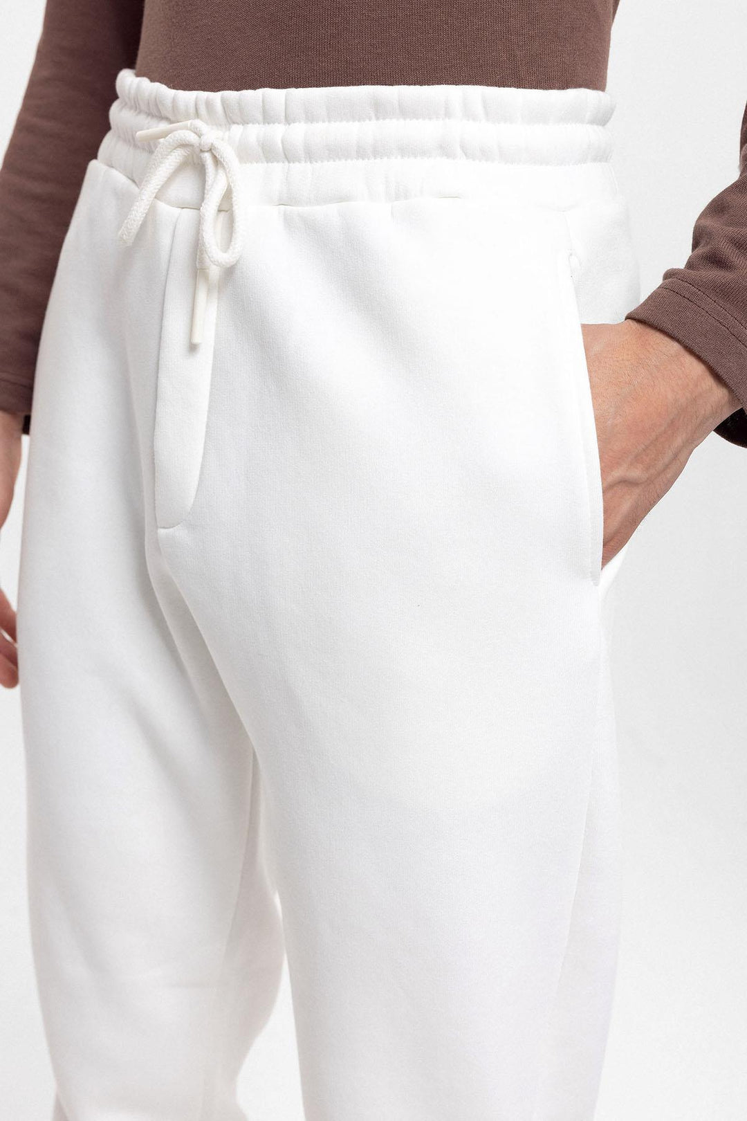 Men's Ecru Tracksuit with Elastic Legs - Wessi