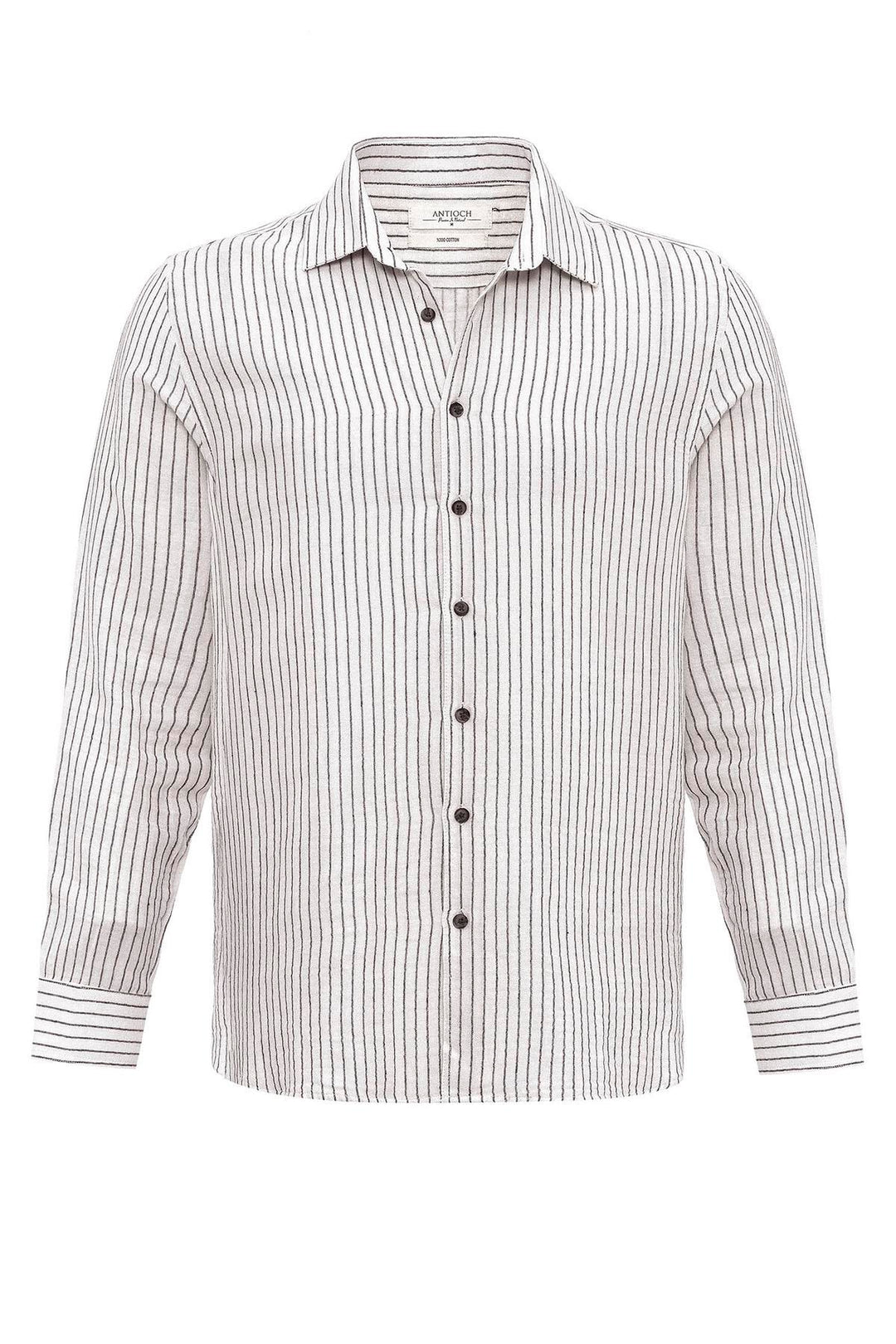 Men's Black Cotton Striped  Shirt - Wessi
