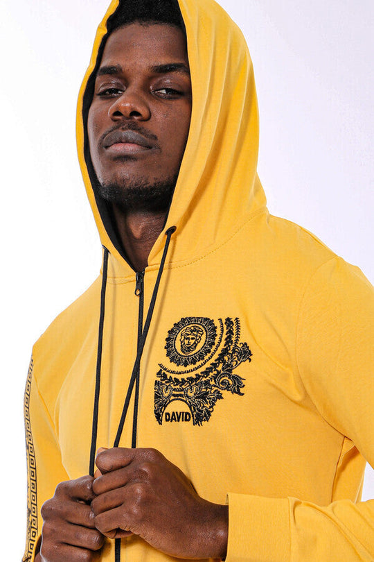 Sweat Jaune Zippé à Capuche à Motifs - Wessi