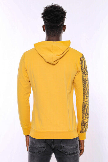 Sweat Jaune Zippé à Capuche à Motifs - Wessi