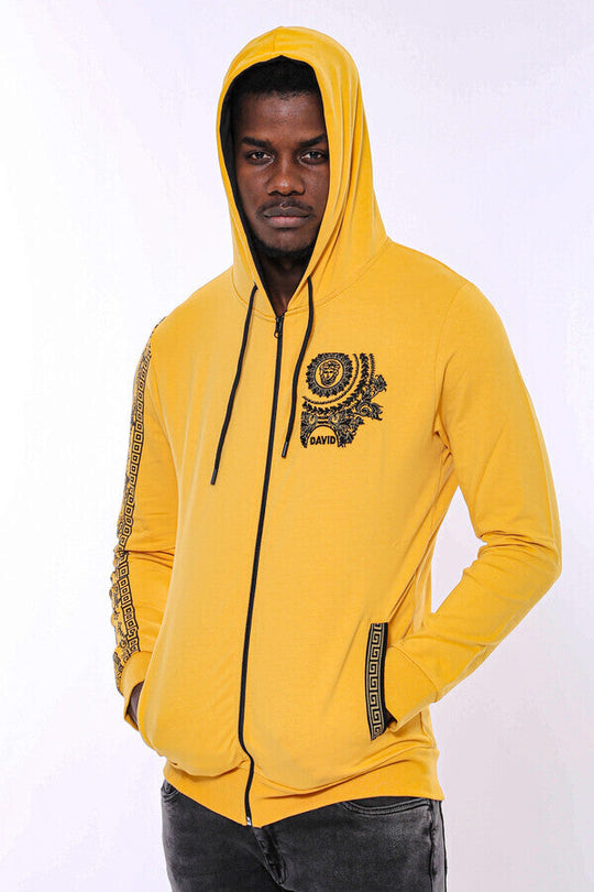 Sweat Jaune Zippé à Capuche à Motifs - Wessi