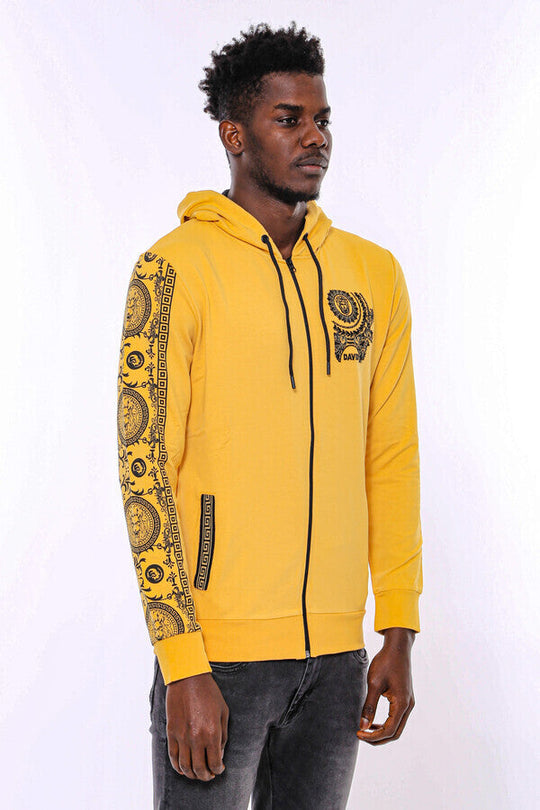 Sweat Jaune Zippé à Capuche à Motifs - Wessi