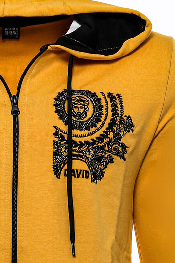Sweat Jaune Zippé à Capuche à Motifs - Wessi