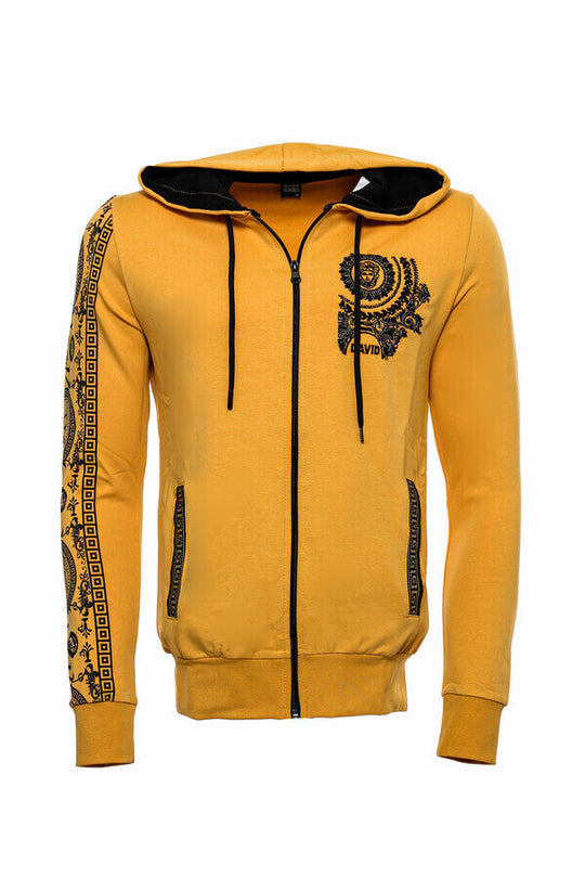 Sweat Jaune Zippé à Capuche à Motifs - Wessi