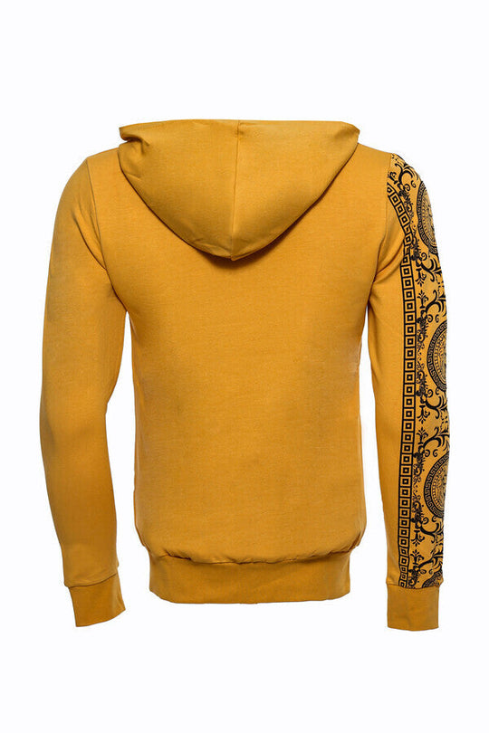 Sweat Jaune Zippé à Capuche à Motifs - Wessi