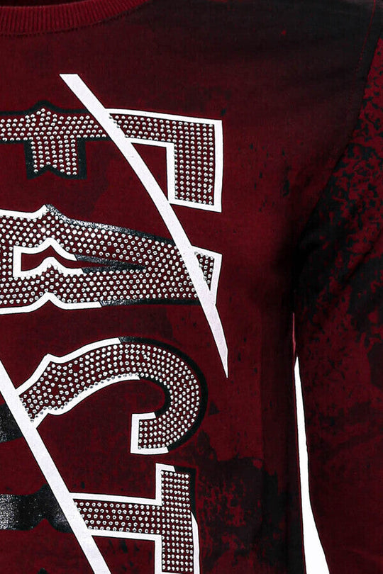 Sweat Marron Coupe Slim à Motifs - Wessi