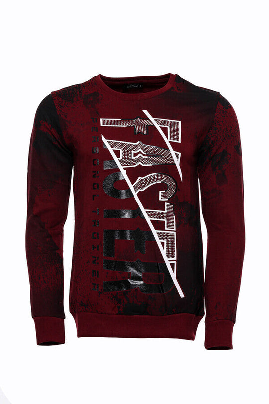 Sweat Marron Coupe Slim à Motifs - Wessi