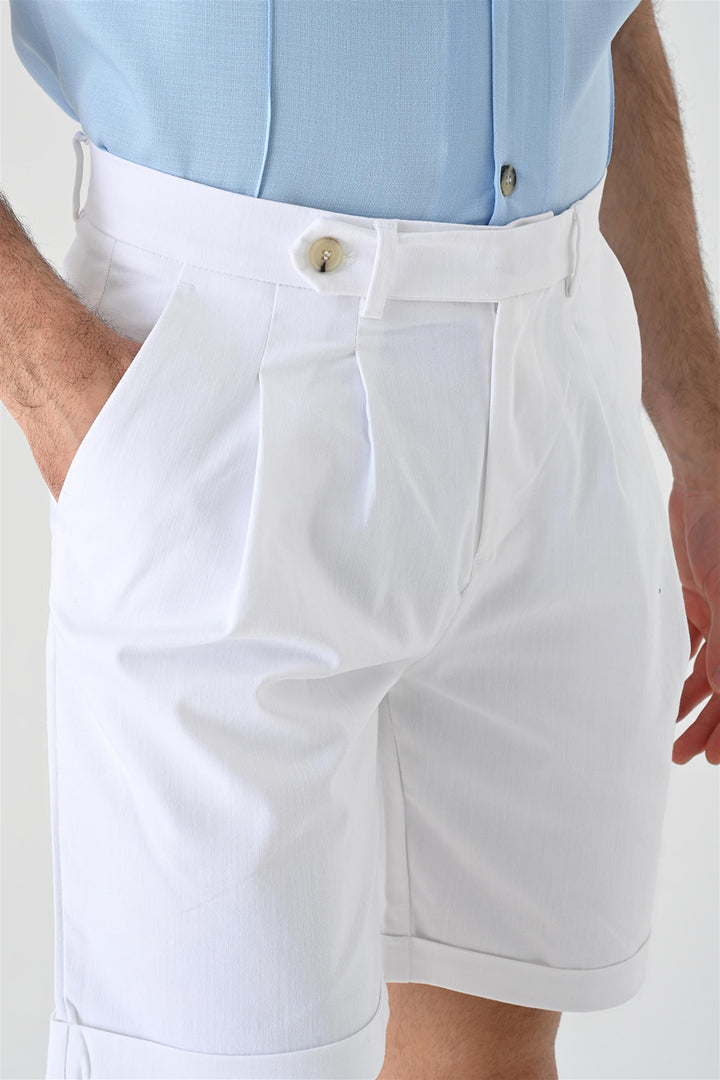 Pantaloncini bianchi plissettati da uomo - Wessi