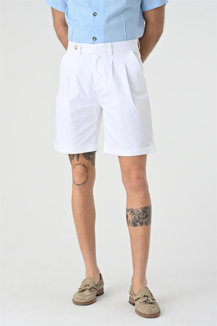 Pantaloncini bianchi plissettati da uomo - Wessi