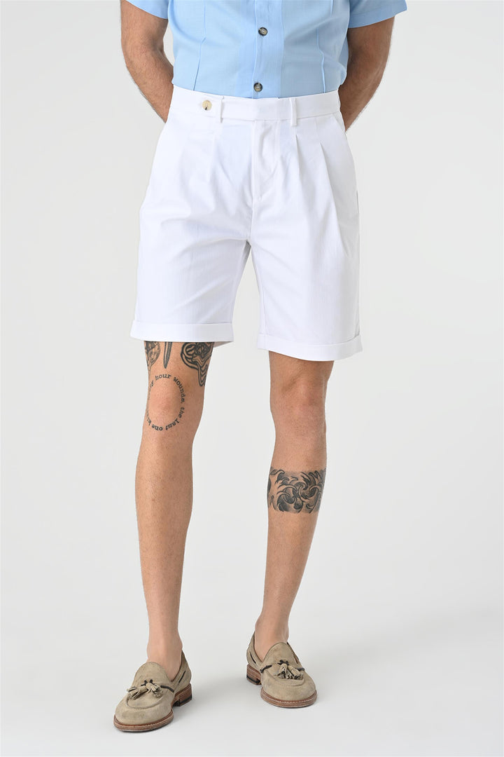 Pantaloncini bianchi plissettati da uomo - Wessi