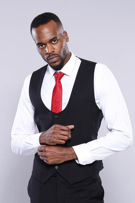 black vest mens dress Barry. Wang Suit Vests V-Neck Casual for Men Formal Tuxedo, 2XL Discover timeless elegance with our Mens Black Modern Fit Suit Vest at DNK Mobile Slim Fit 2 button Black