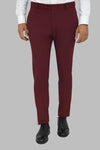 Slim Fit Plain Burgundy Men Pants - Wessi
