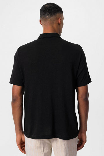 T-Shirt Zippé Col Polo Noir Homme - Wessi