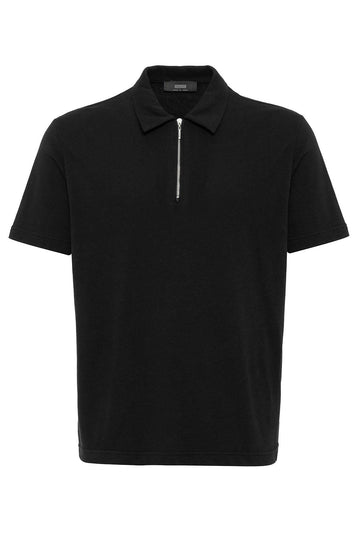 T-Shirt Zippé Col Polo Noir Homme - Wessi