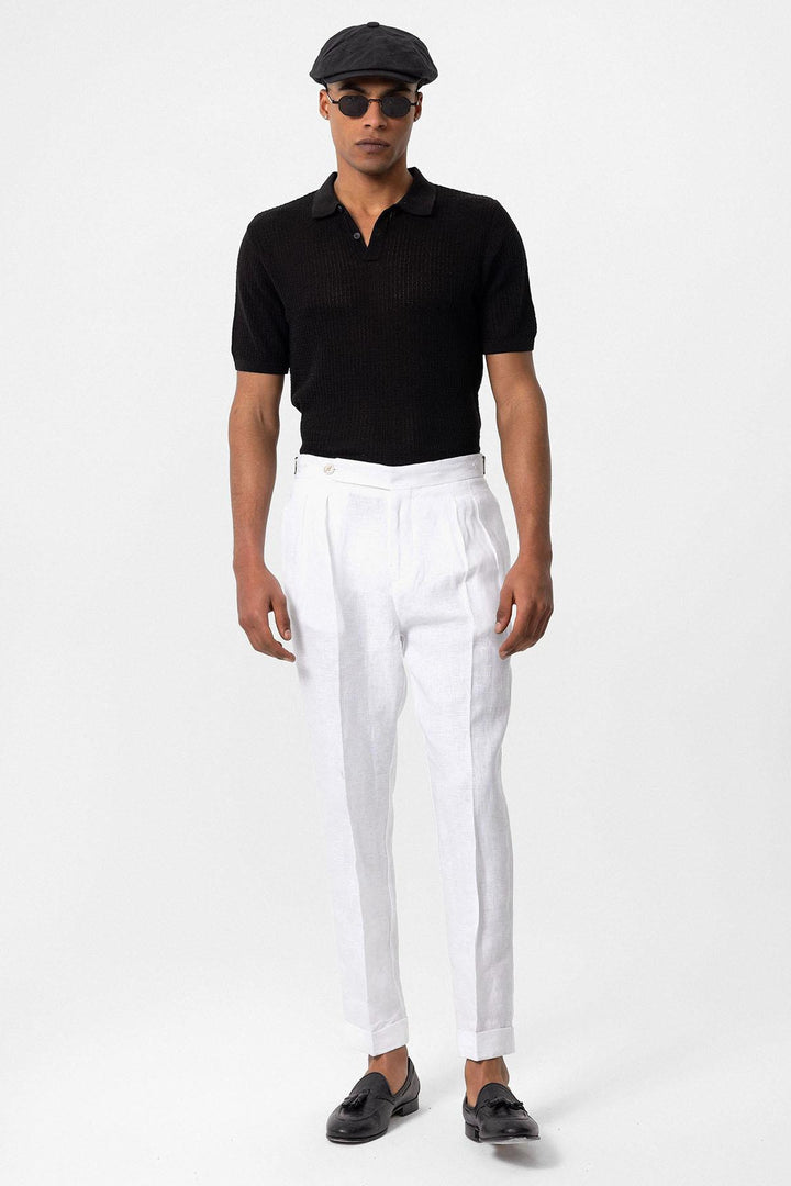 Men's Black Polo Collar Knit T-Shirt - Wessi