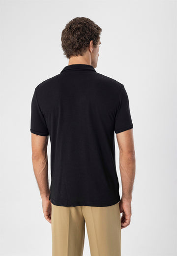 T-Shirt Homme Noir Coupe Slim Col Polo - Wessi