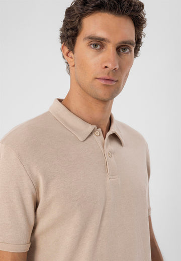 T-Shirt Slim Col Polo Homme Beige - Wessi