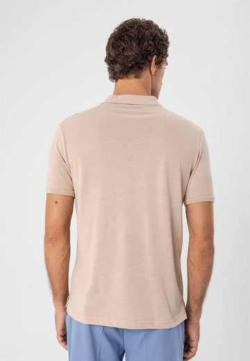 T-Shirt Slim Col Polo Homme Beige - Wessi