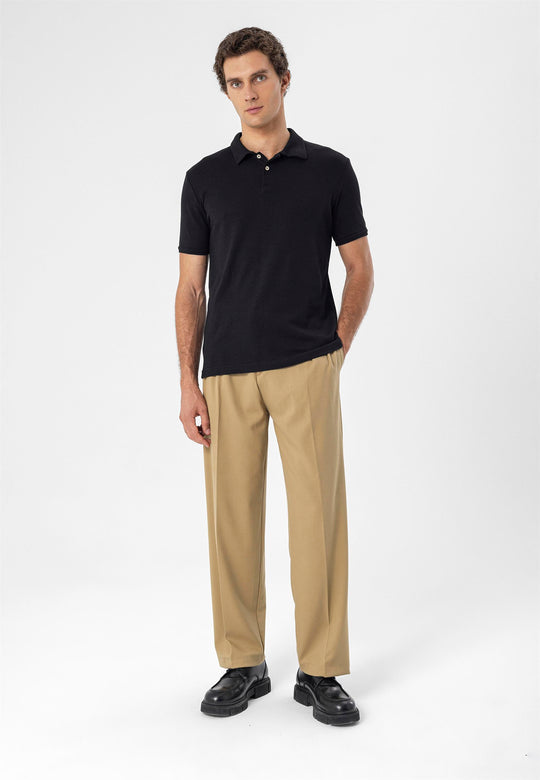 T-Shirt Homme Noir Coupe Slim Col Polo - Wessi
