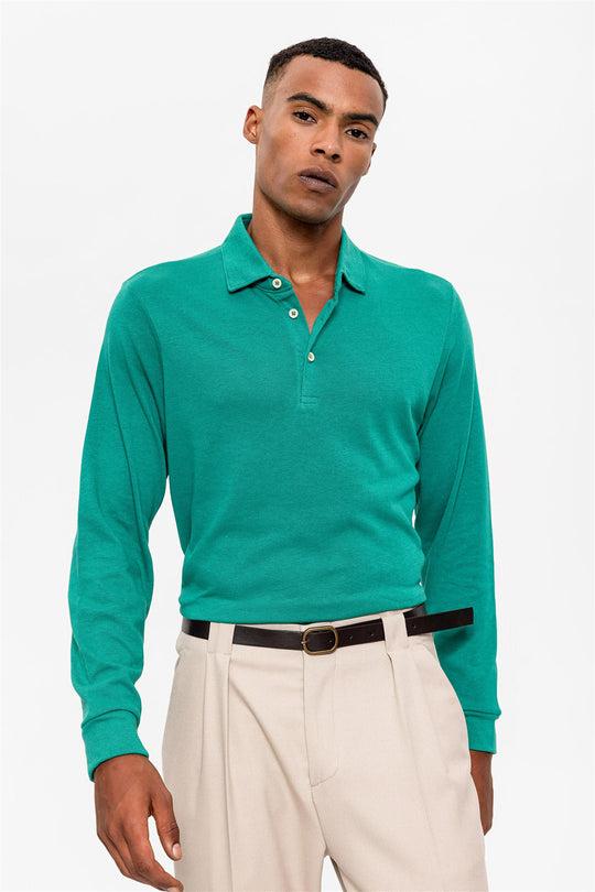 Men's Green Polo Neck Long Sleeve Sweater - Wessi Wessi - Discover Diversity Men's Green Polo Neck Long Sleeve Sweater - Wessi Wessi - Discover Diversity