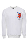 Printed White Circle Neck Men's Sweatshirt - Wessi