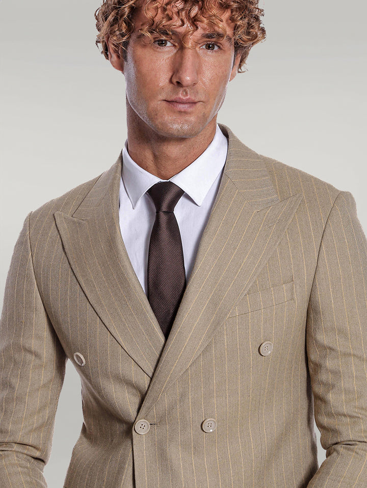 Blazer da uomo color crema a doppio petto a righe - Wessi