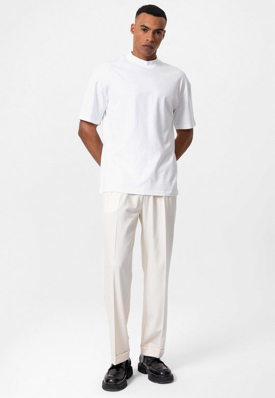 Men's White Comfortable Fit Basic  T-Shirt - Wessi