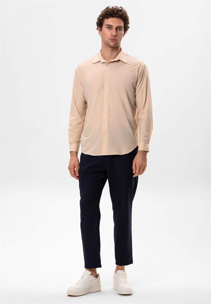 Men's Beige Comfortable Fit  Shirt - Wessi