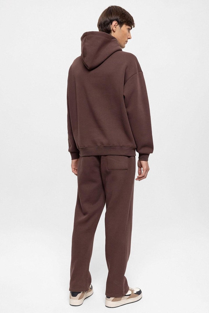 Men's Brown Regular Fit  Printed  Tracksuit Set - Wessi
