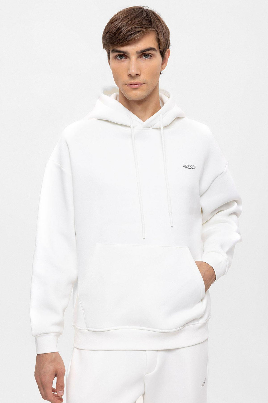 Men's Ecru Regular Fit  Printed  Tracksuit Set - Wessi